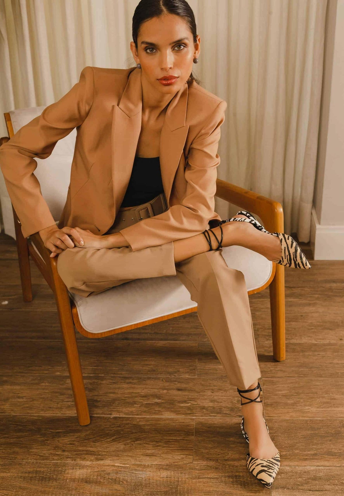 Mangará Palmito Platte Sandalen met Dierenprint - Zwart