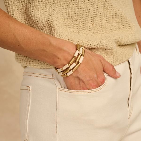 Armband - Urena Goudkleurig/Ecru