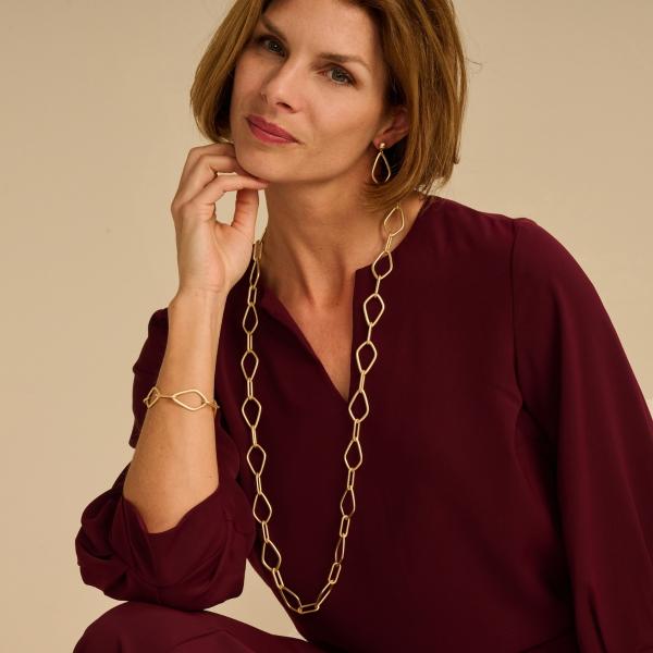 Halsketting - Doorlang Goudkleurig Mat