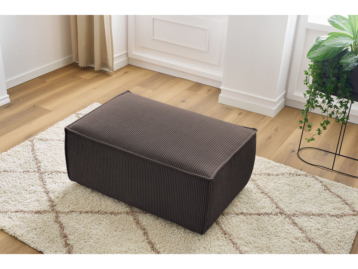 Compacte poef NIHAD ribfluweel