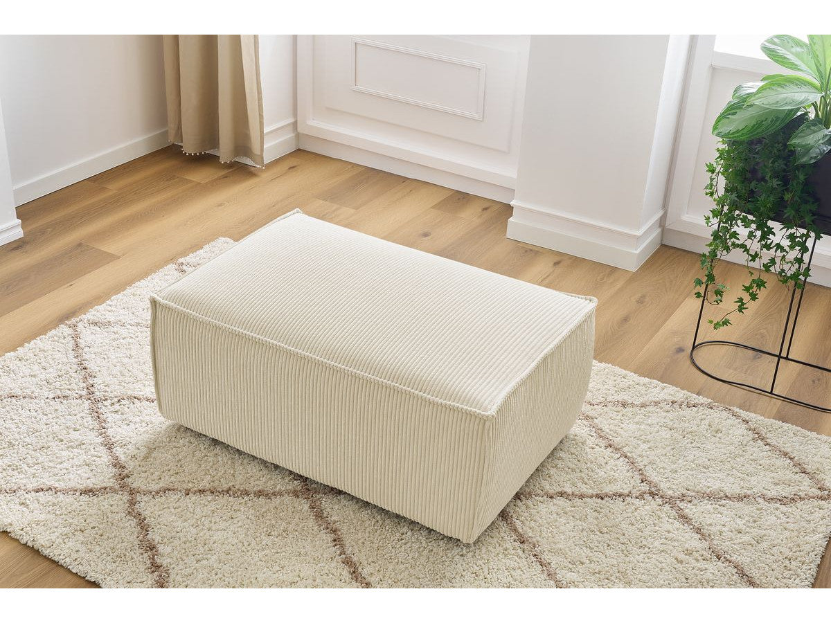 Compacte poef NIHAD ribfluweel