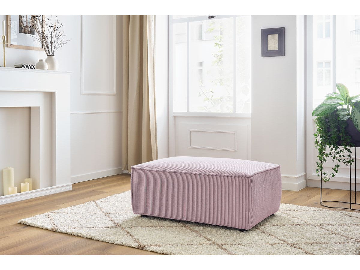 Compacte poef NIHAD ribfluweel