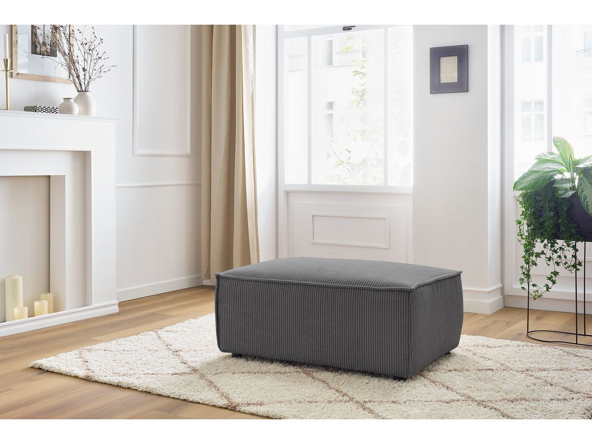 Compacte poef NIHAD ribfluweel