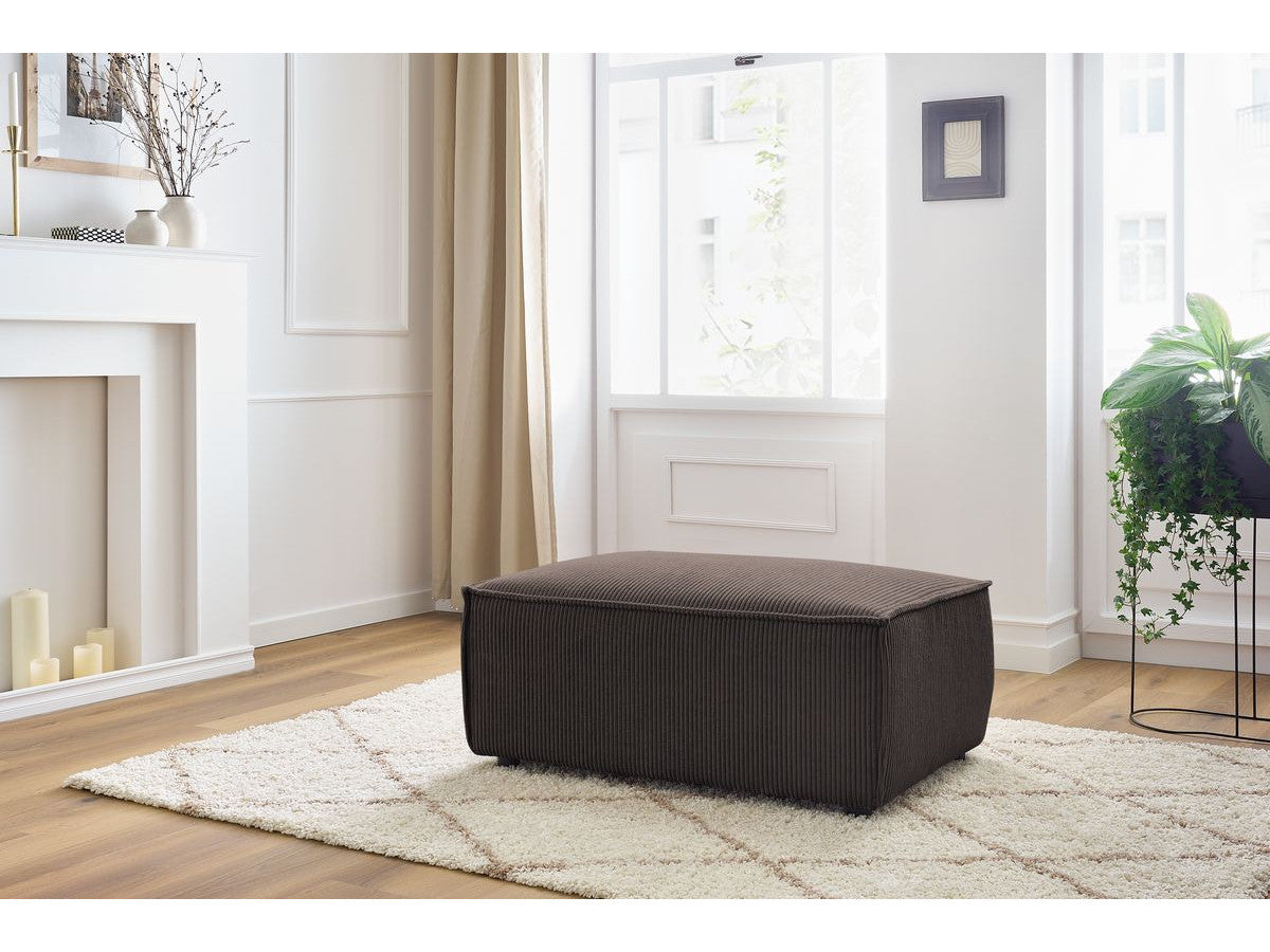 Compacte poef NIHAD ribfluweel