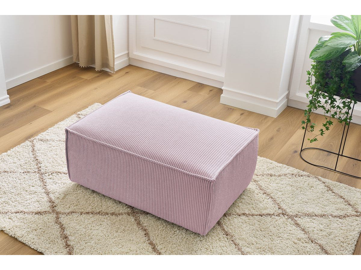 Compacte poef NIHAD ribfluweel