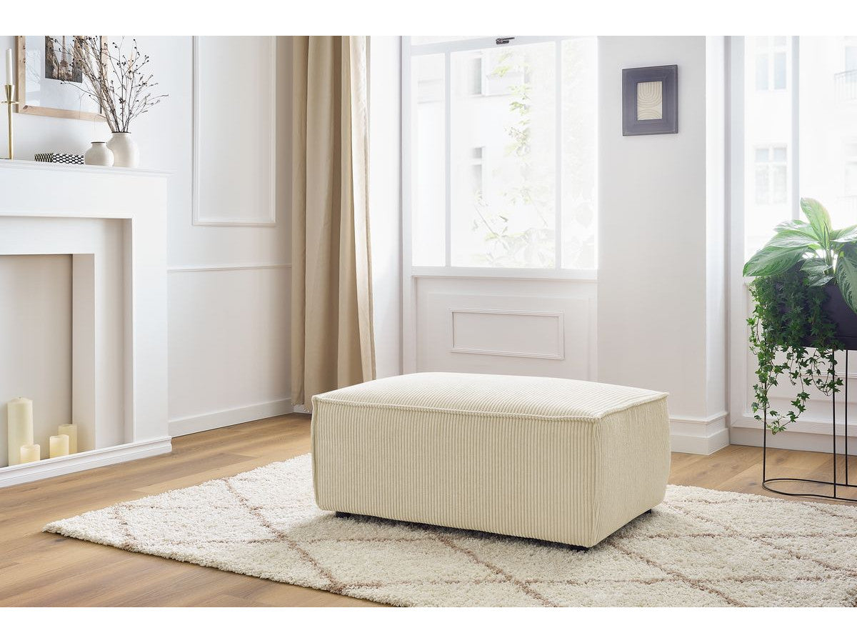 Compacte poef NIHAD ribfluweel