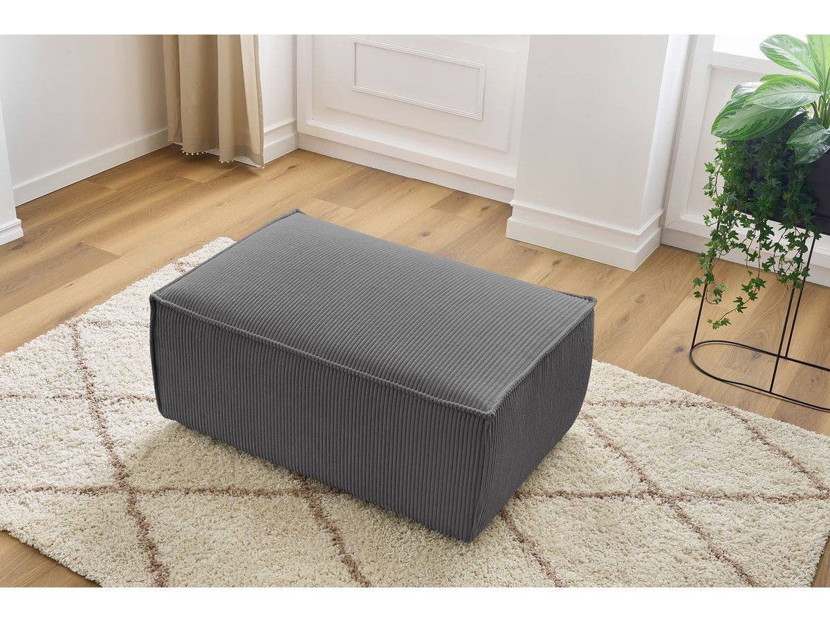 Compacte poef NIHAD ribfluweel