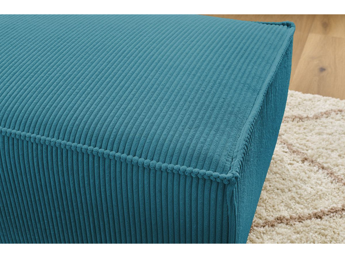 Compacte poef NIHAD ribfluweel