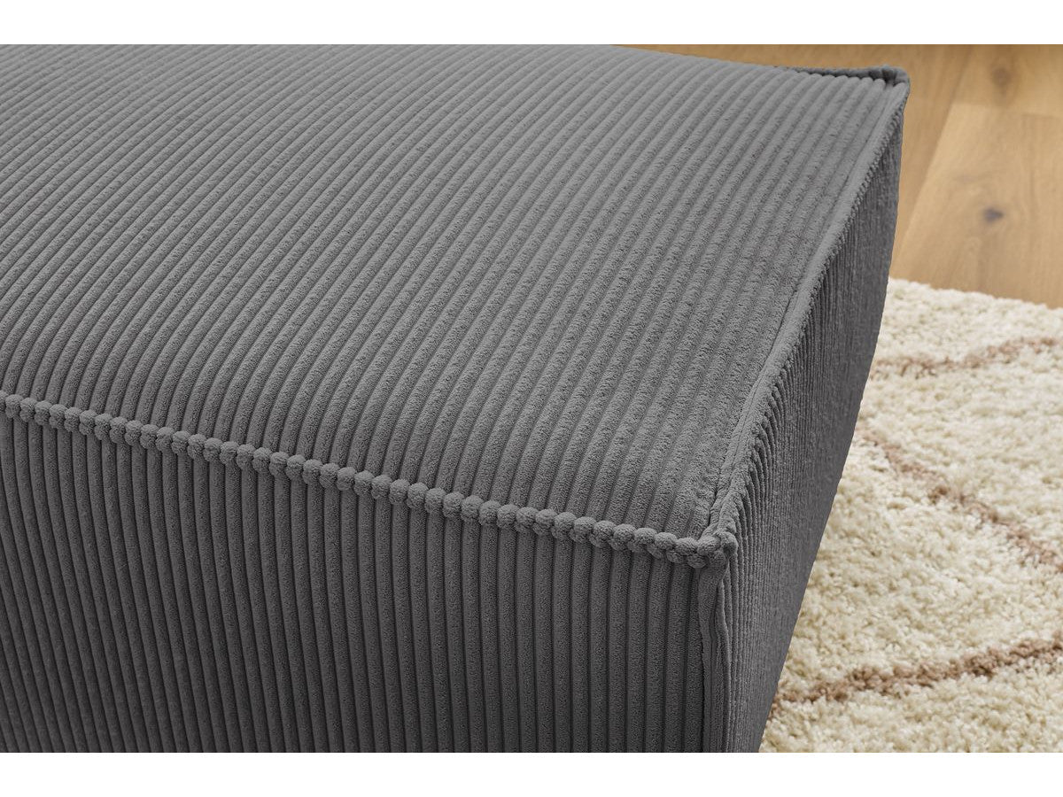 Compacte poef NIHAD ribfluweel