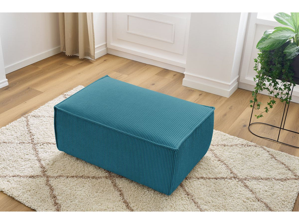 Compacte poef NIHAD ribfluweel