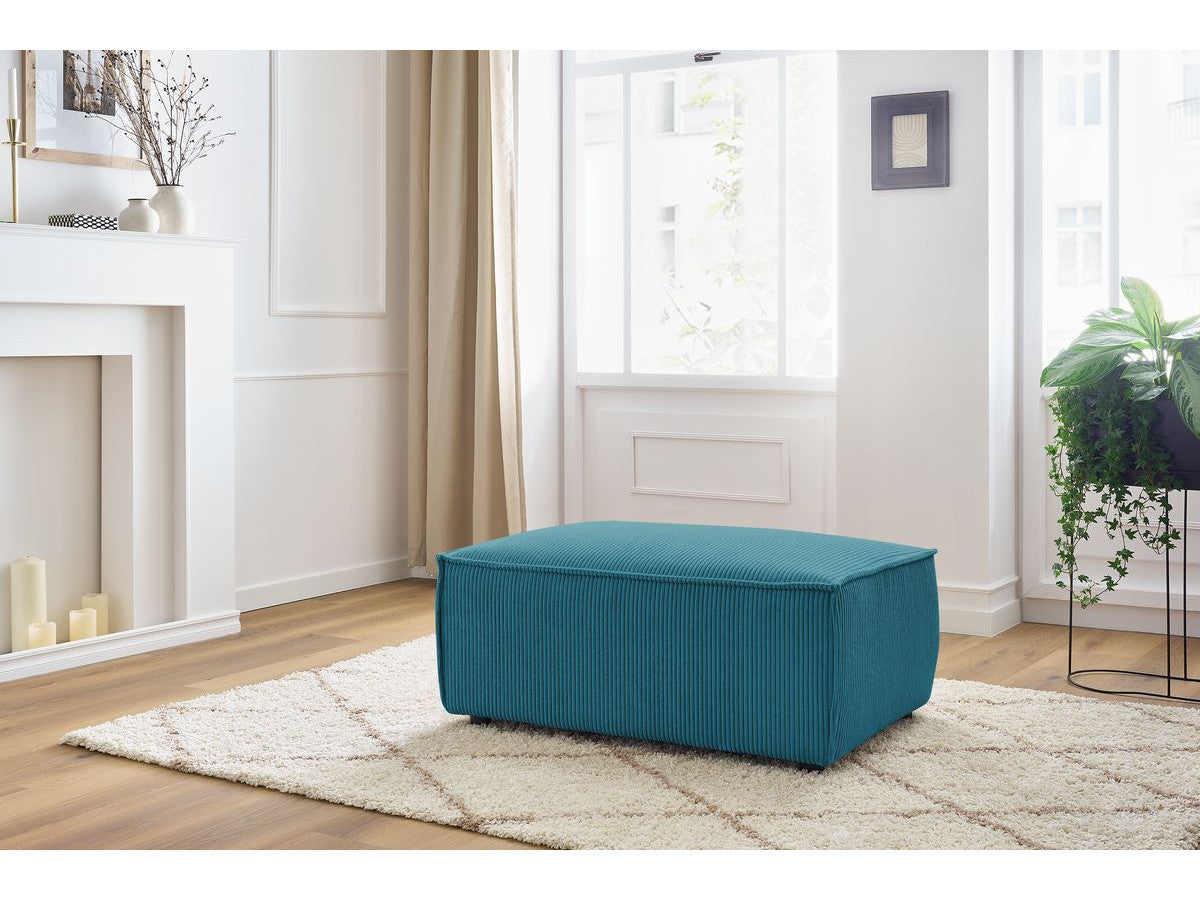 Compacte poef NIHAD ribfluweel