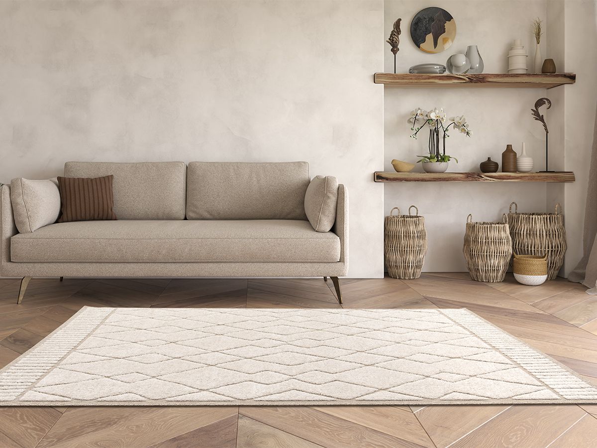 Kortpolig tapijt AGOSTO abstract patroon - Beige
