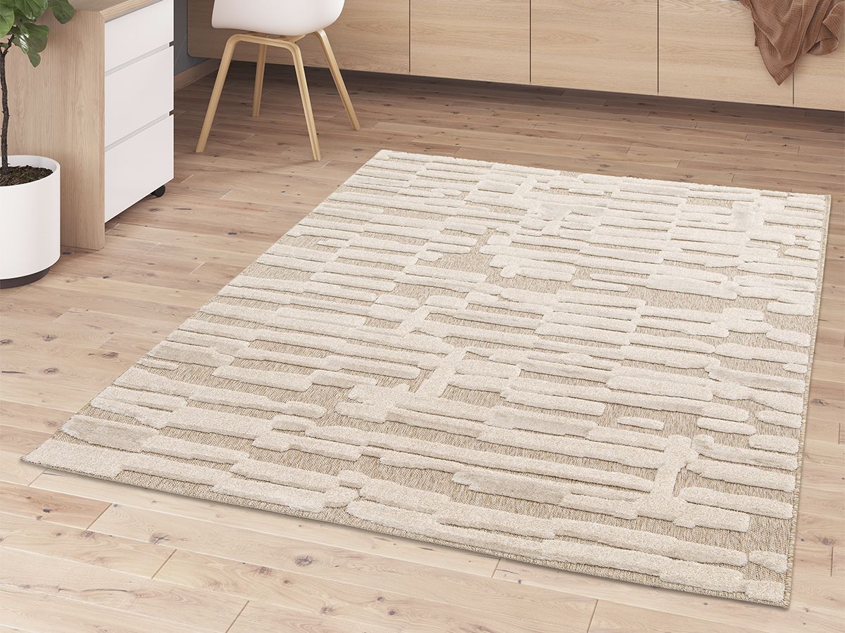 Kortharig tapijt LENNON abstract patroon - Beige
