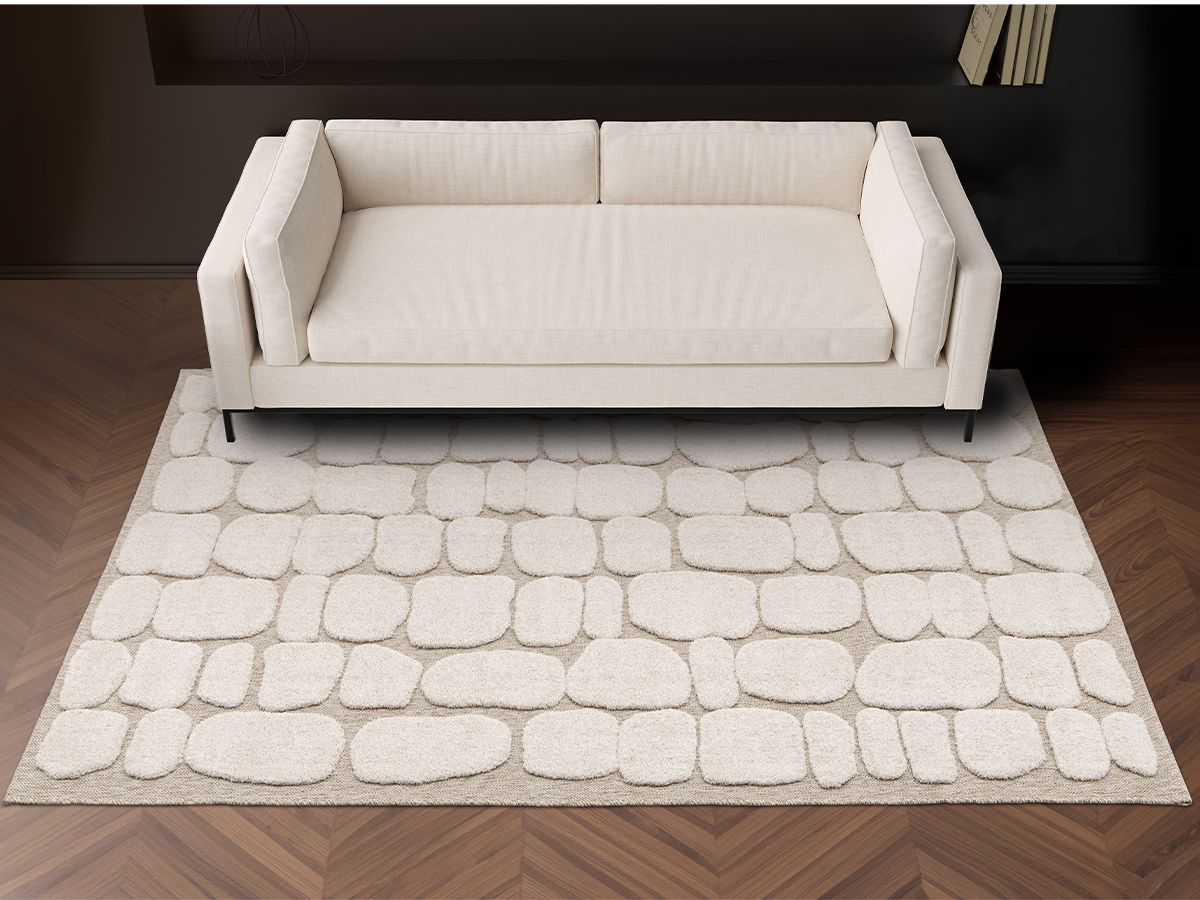 Laagpolig tapijt ROKU abstract patroon - Beige