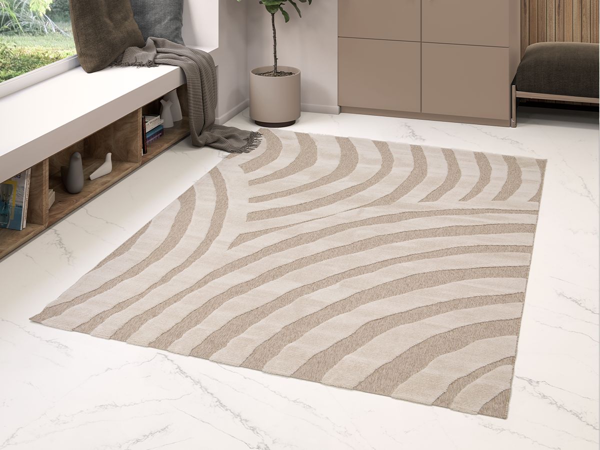 Laagpolig tapijt VILMA abstract patroon - Beige