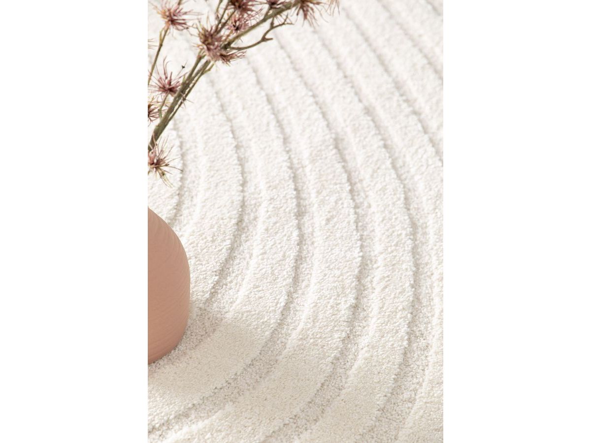 Tapis poils courts BRIAC motif géométrique - Beige