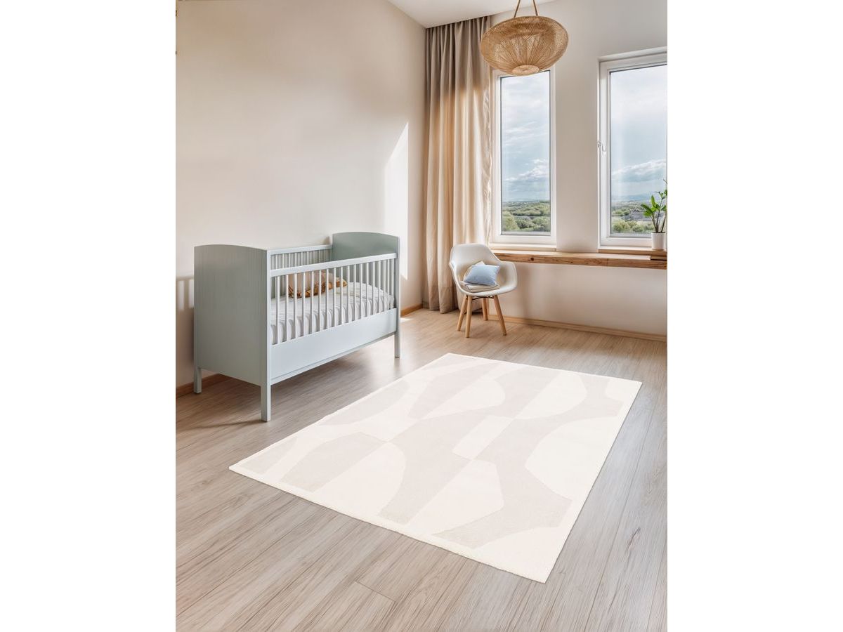 Kortharig tapijt ELIOR abstract patroon - Beige