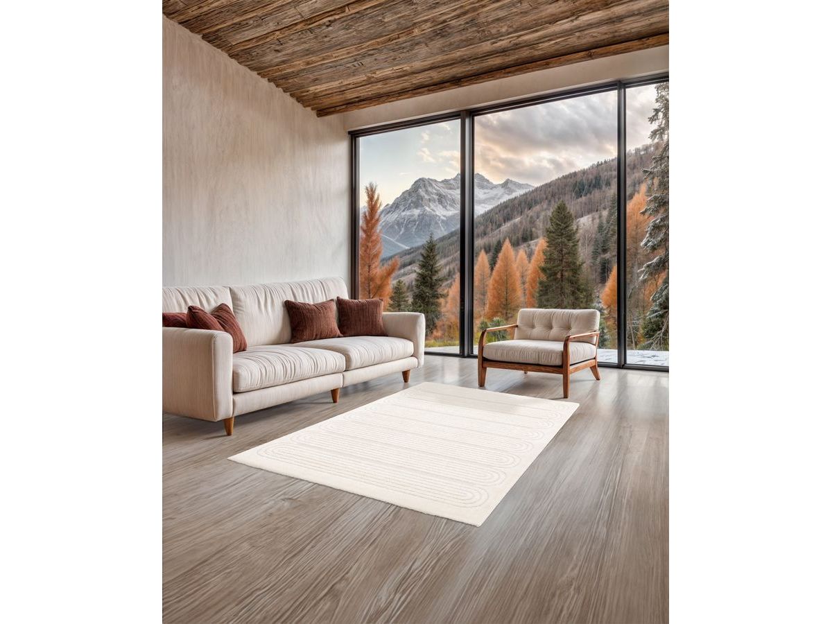 Kortharig tapijt IAGO grafisch patroon - Beige