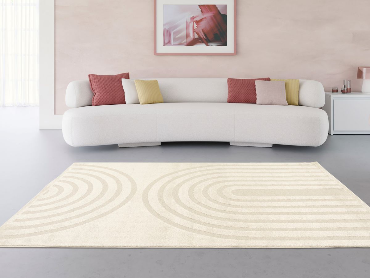 Kortharig tapijt LUCAS abstracte motieven - Beige