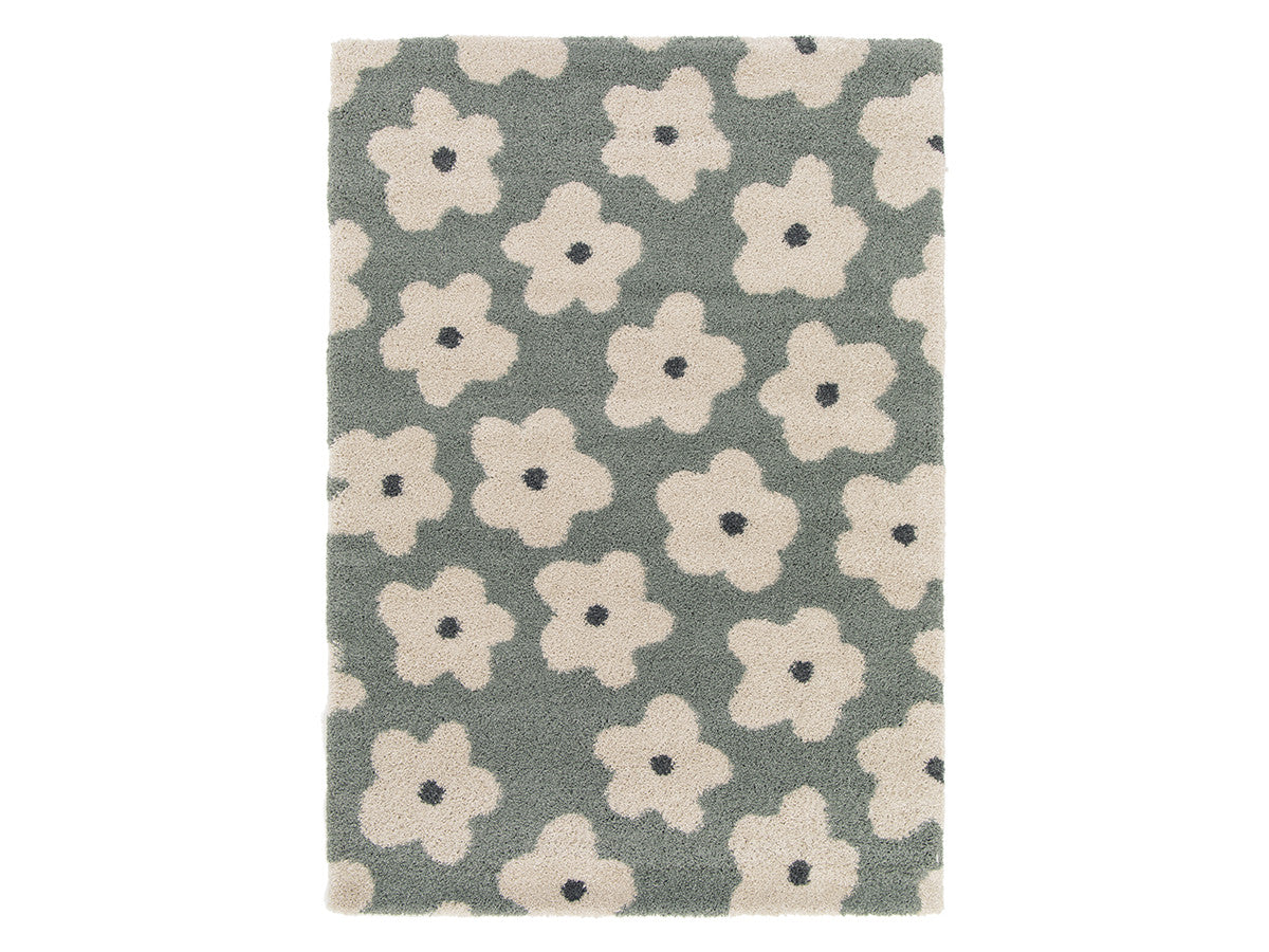 Kortharig tapijt SUZY bloemenmotief - Blauw