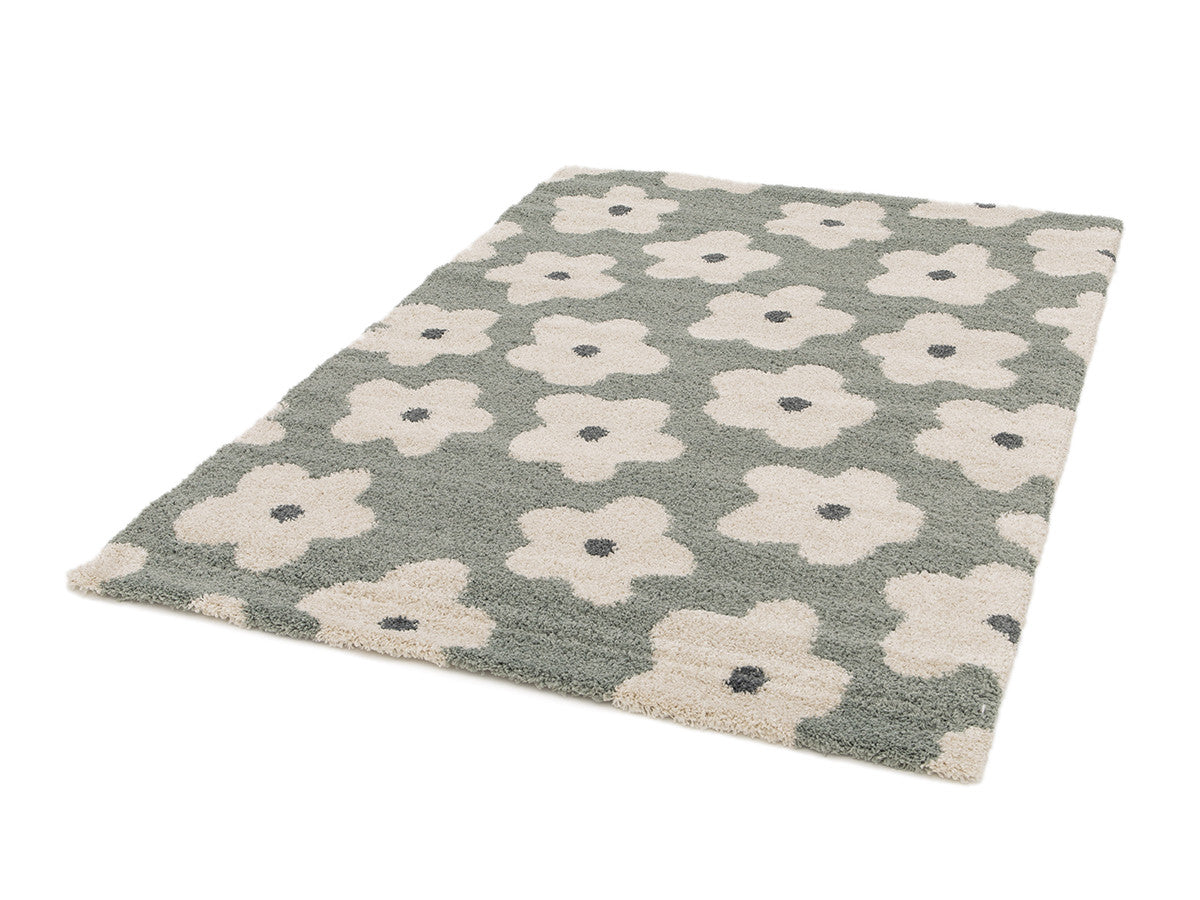 Kortharig tapijt SUZY bloemenmotief - Blauw