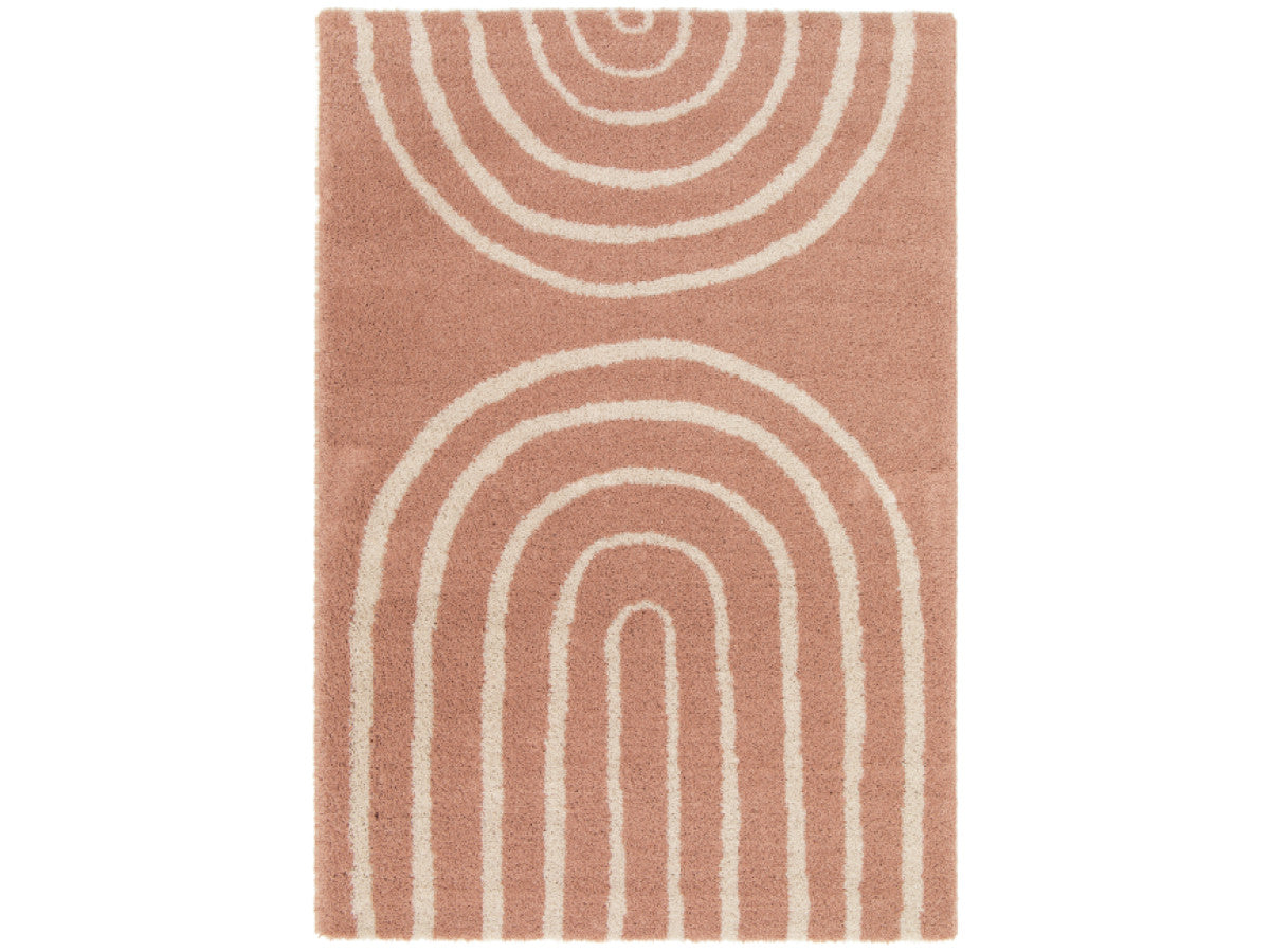 Tapis poils mi-longs AURELIE motif abstrait - Rose
