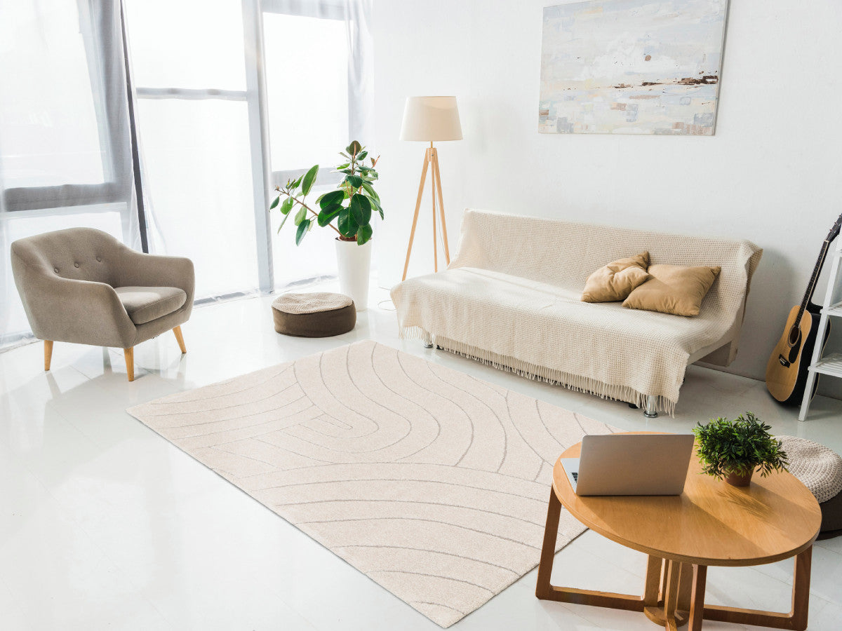 Kortharig tapijt BENOIT abstract patroon - Beige