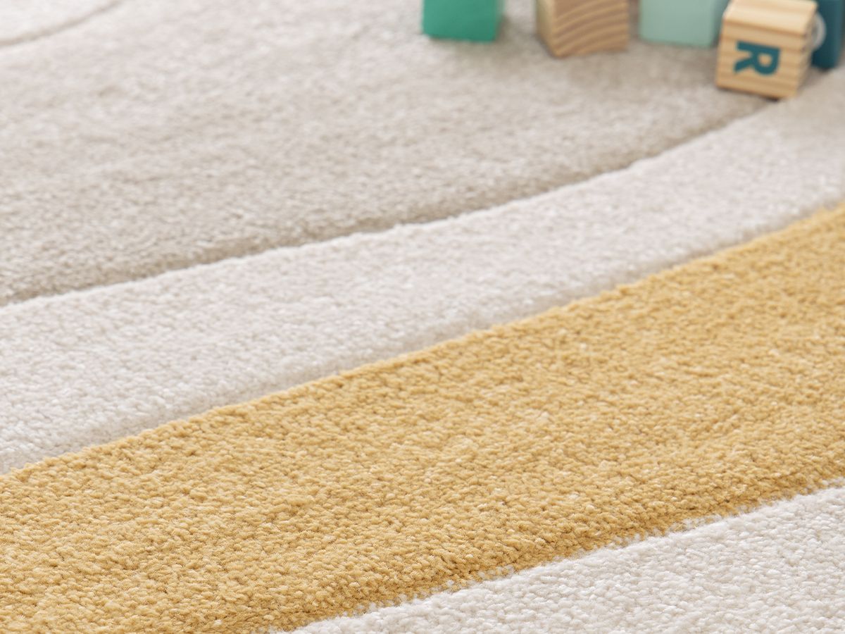 Tapis poils ras BERNIE motif ours - Beige