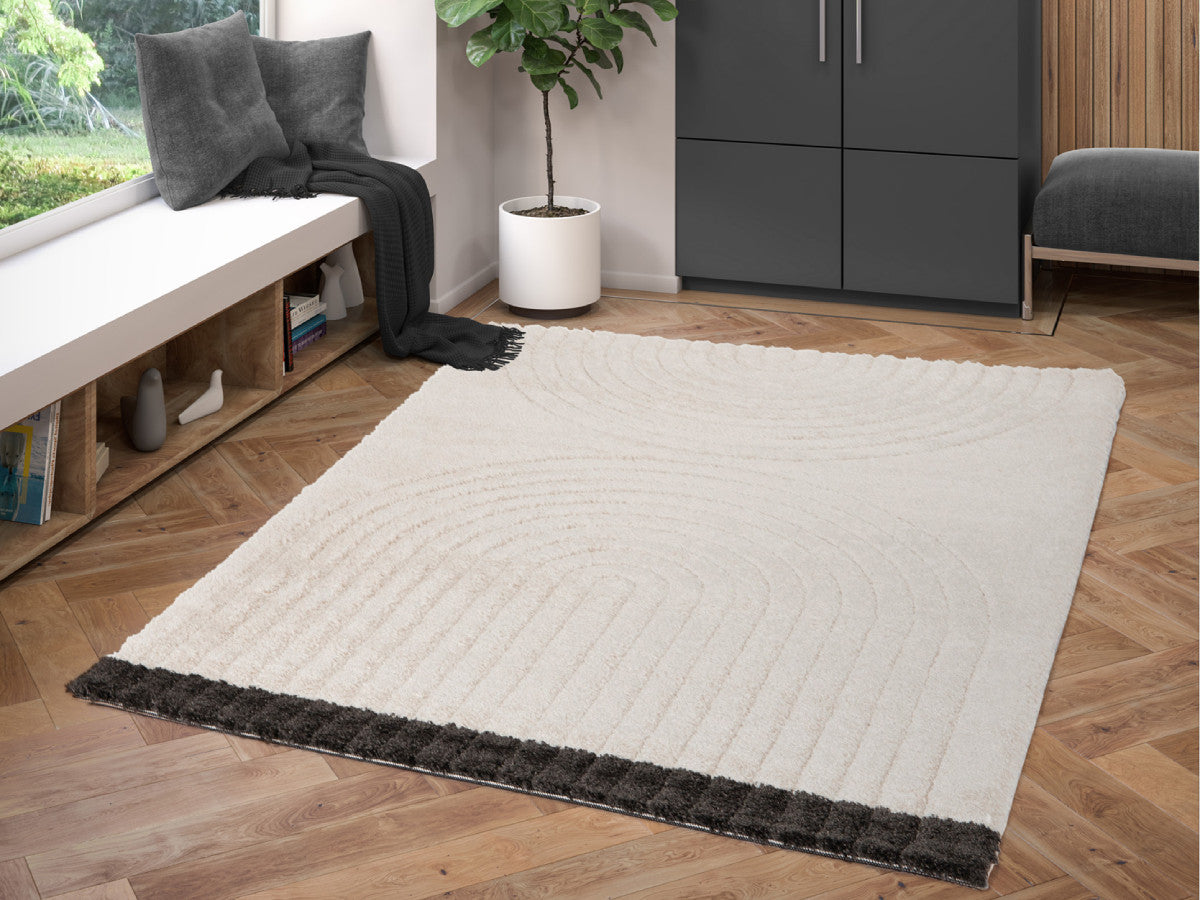 Kortharig tapijt DENIS abstract patroon - Beige