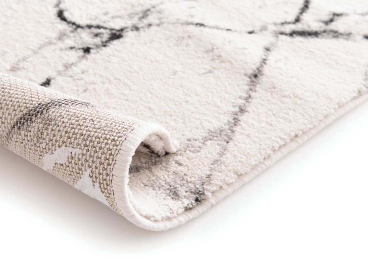 Kortharig tapijt ERINE abstract patroon - Zwart-wit marmerprint