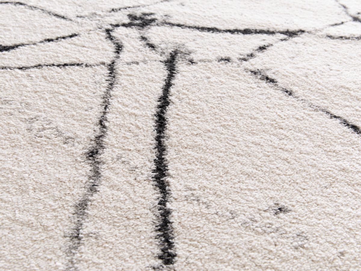 Kortharig tapijt ERINE abstract patroon - Zwart-wit marmerprint