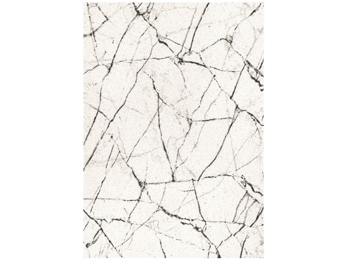 Kortharig tapijt ERINE abstract patroon - Zwart-wit marmerprint