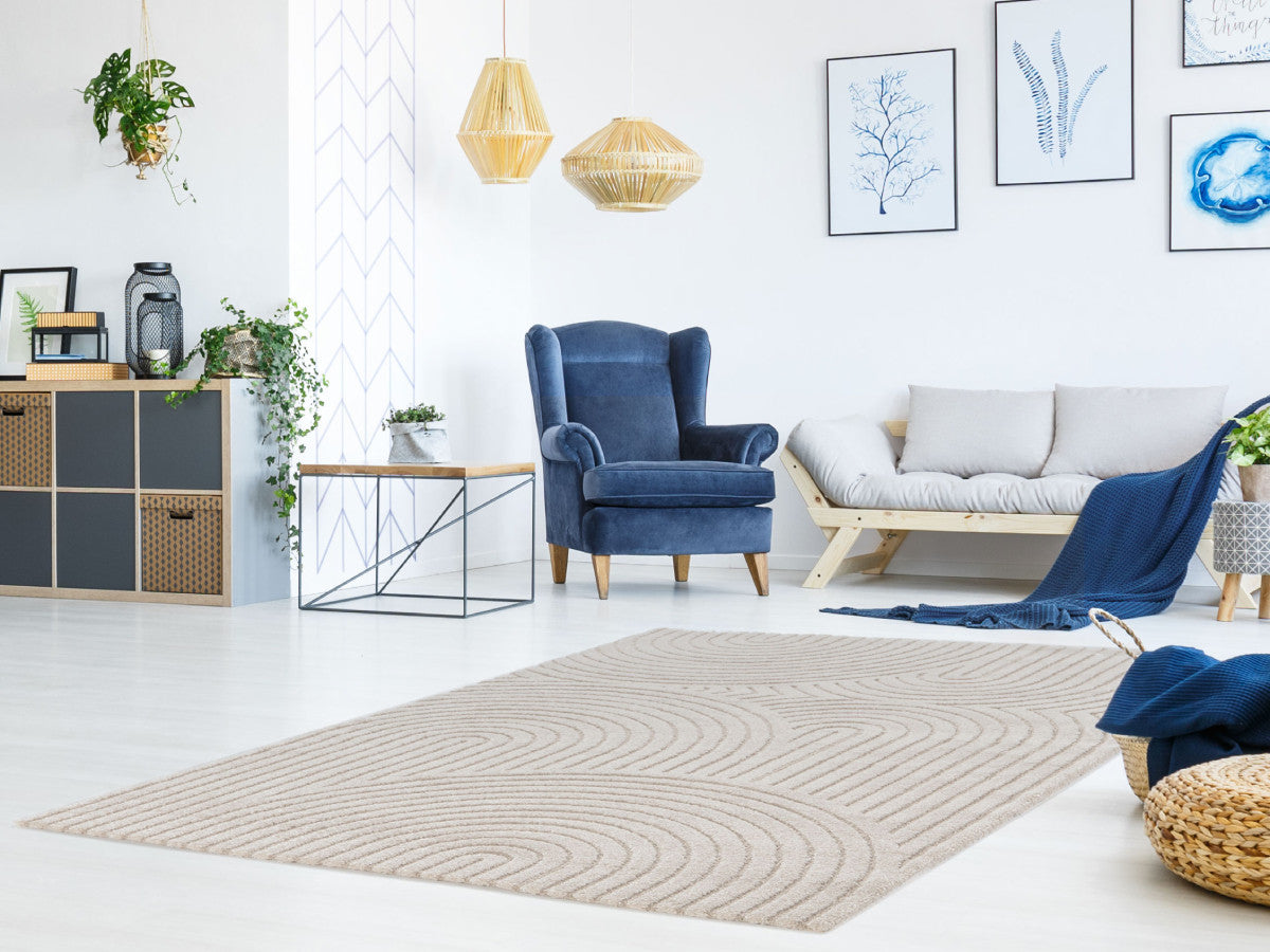Laagpolig tapijt HERVE abstract patroon - Beige