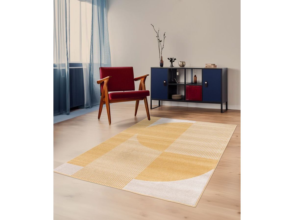 Kortharig tapijt IRENA abstract motief - Geel