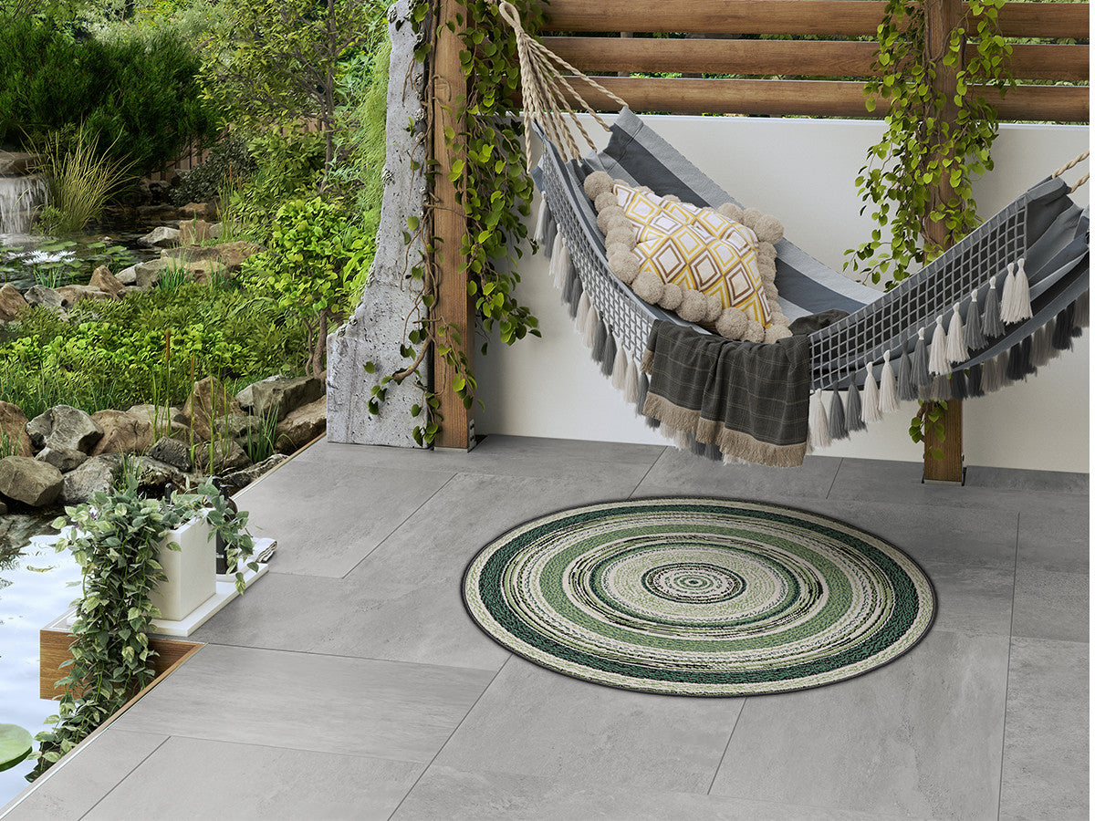 Laagpolig tapijt IVY vintage motief - Groen