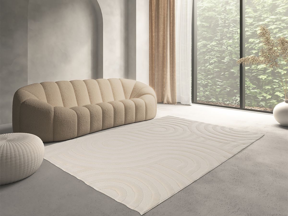 Laagpolig tapijt JOSIE abstract patroon - Beige