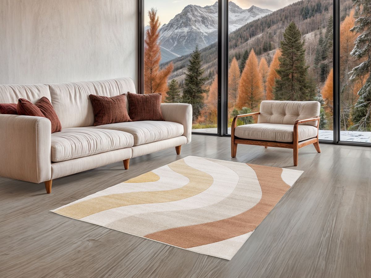Laagpolig tapijt NOVA abstract patroon - Beige