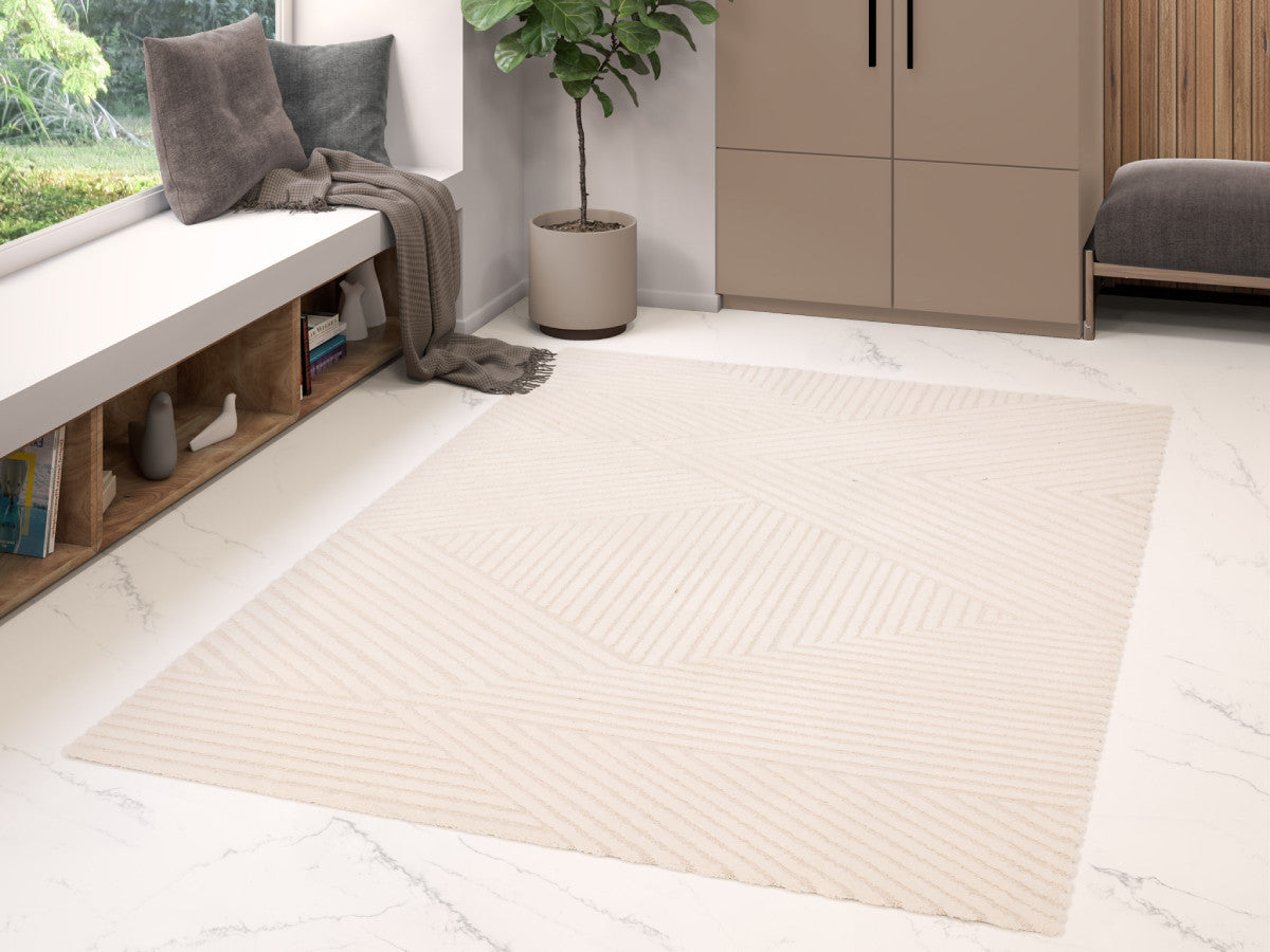 Kortpolig tapijt OLIVIER abstract patroon - Beige