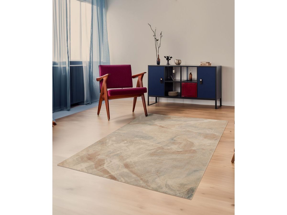 Kortharig tapijt RIVIERE abstract patroon - Blauw