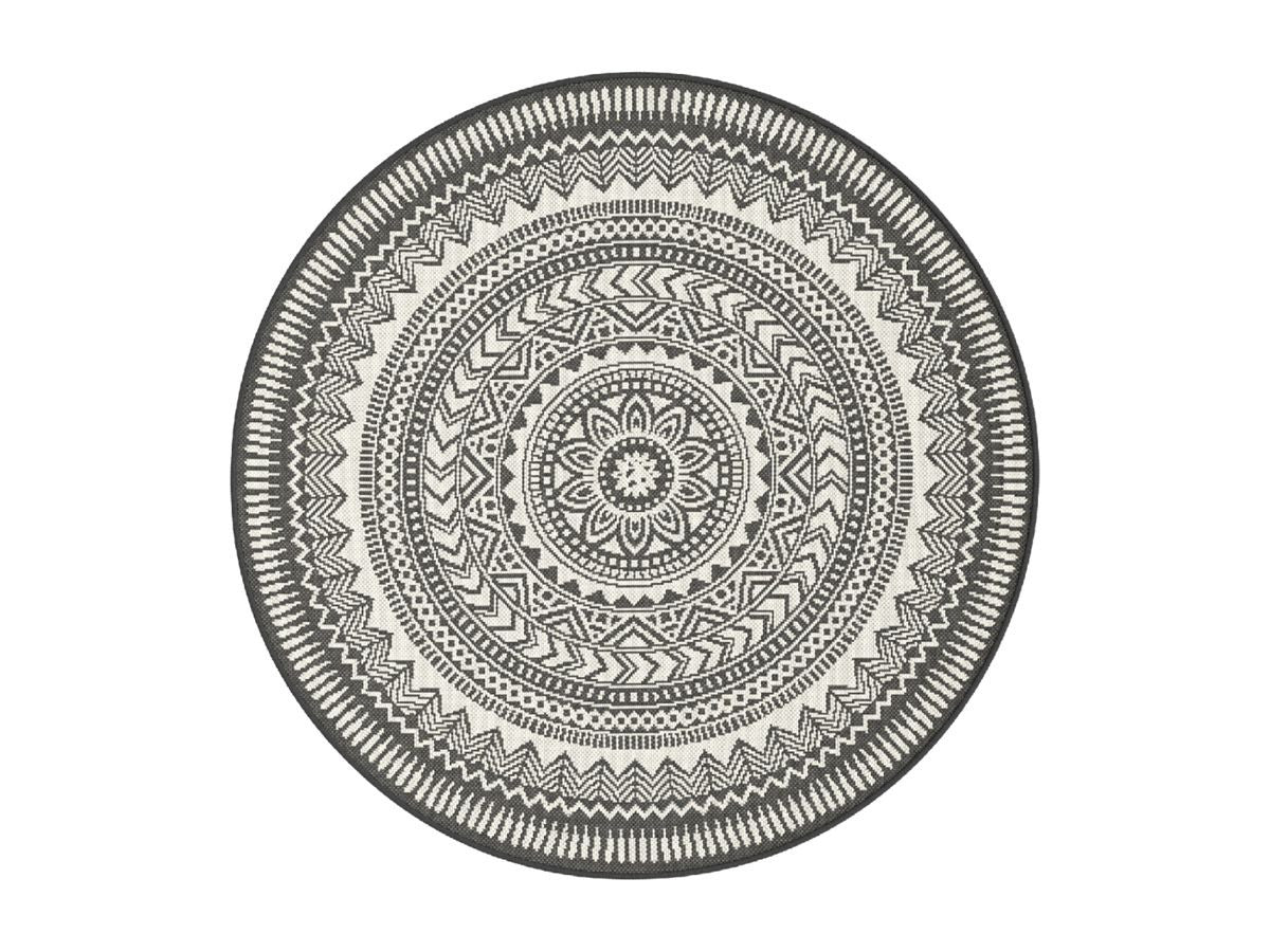 Laagpolig tapijt SIENNA vintage motief - Zwart