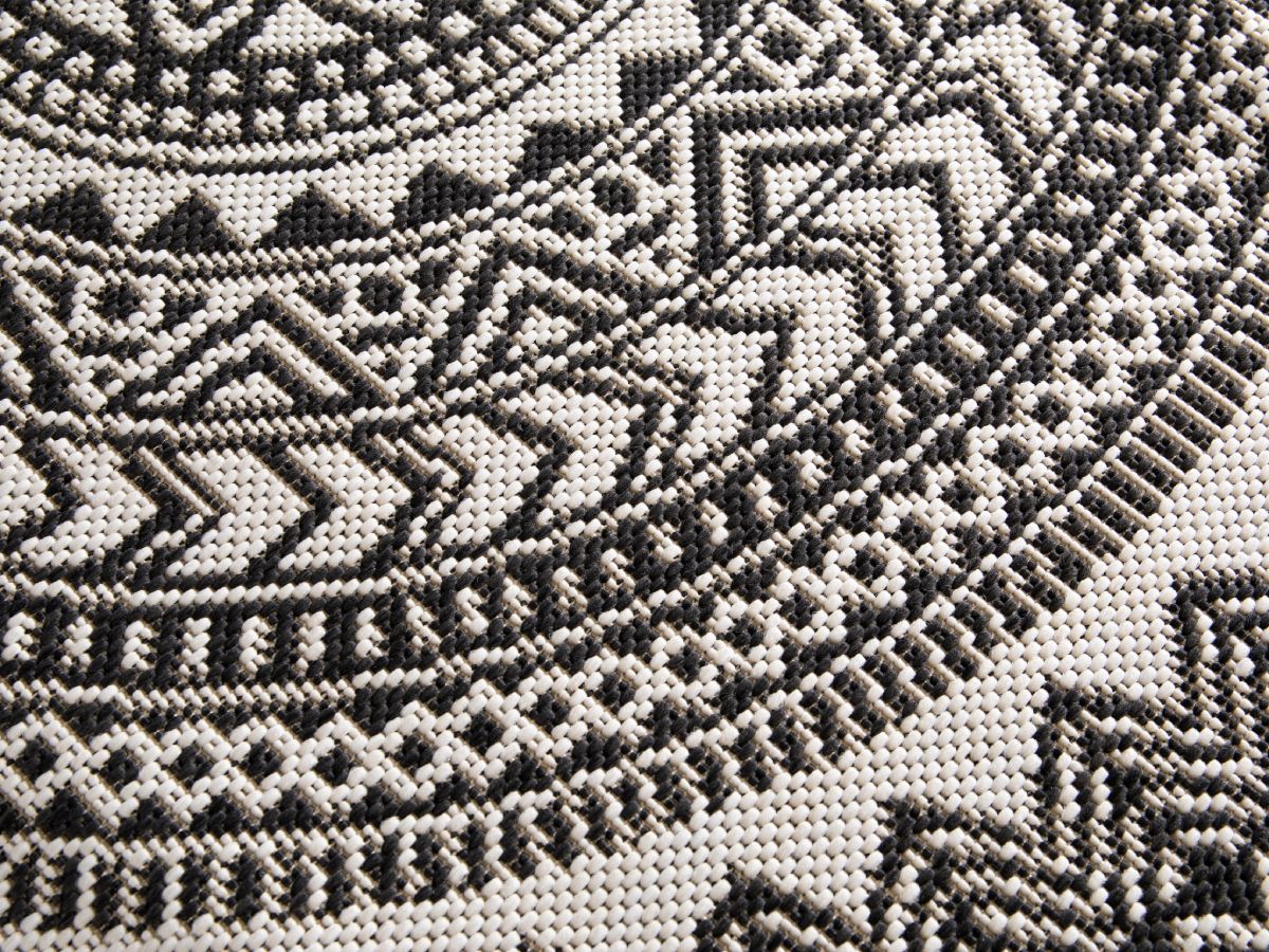 Laagpolig tapijt SIENNA vintage motief - Zwart