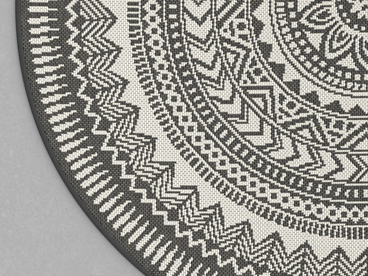 Laagpolig tapijt SIENNA vintage motief - Zwart