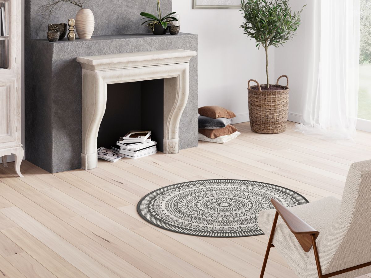 Laagpolig tapijt SIENNA vintage motief - Zwart