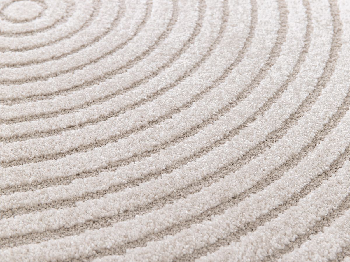 Rond tapijt met korte pool ONDELIA geometrisch patroon - Beige