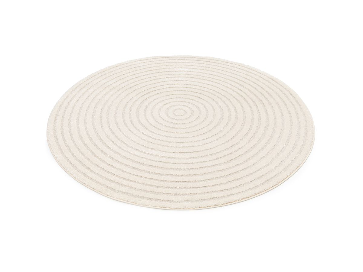 Rond tapijt met korte pool ONDELIA geometrisch patroon - Crème