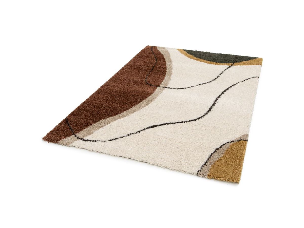 Shaggy tapijt LALOU abstract motief - Bruin