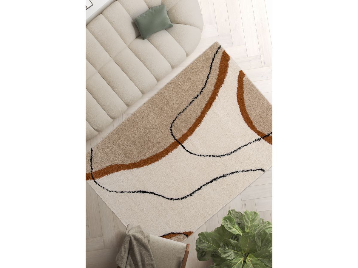 Shaggy tapijt LALOU abstract motief - Beige