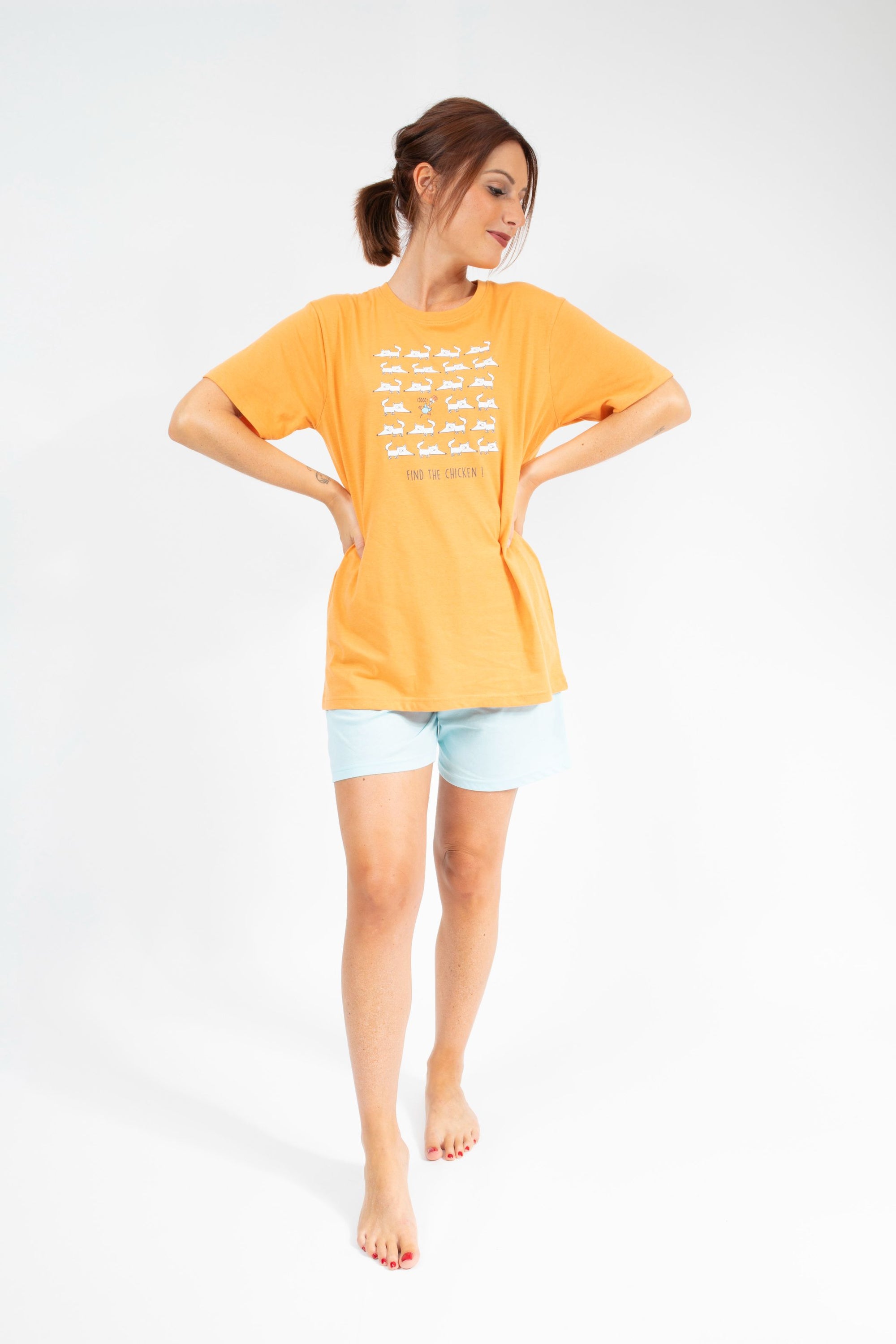 Pyjama Short Femme Abricot