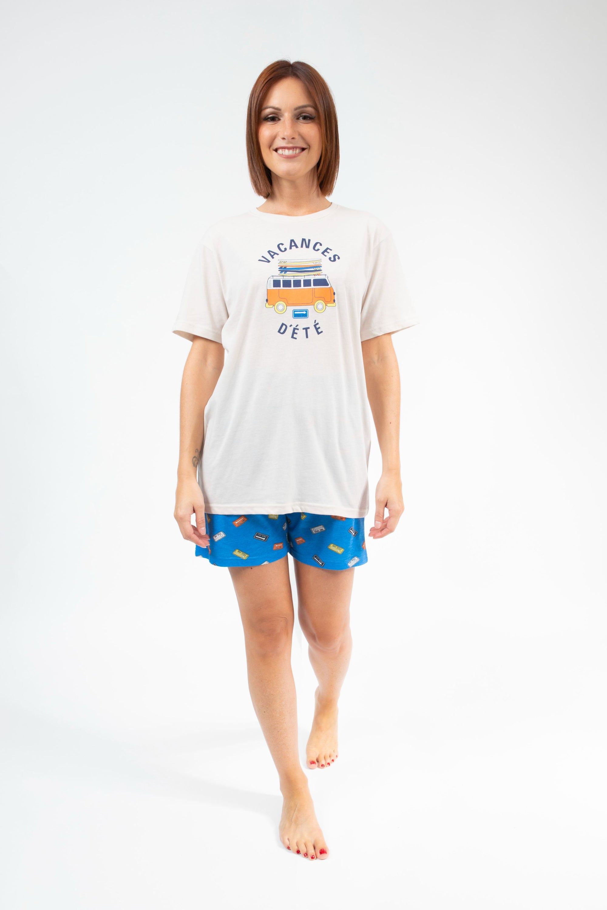 Pyjamashort Vrouw Zand