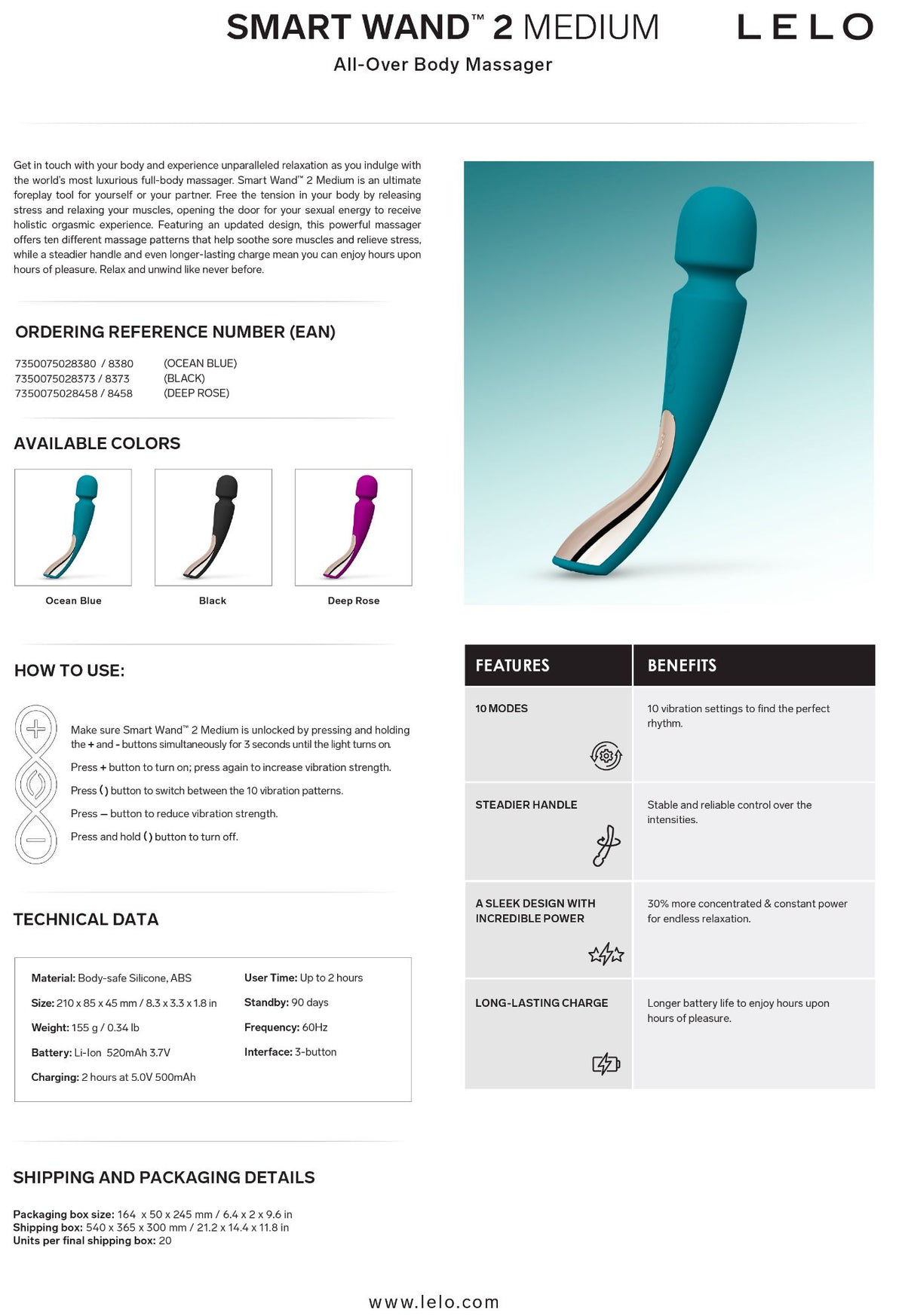 Smart Wand 2 Medium Deep Rose